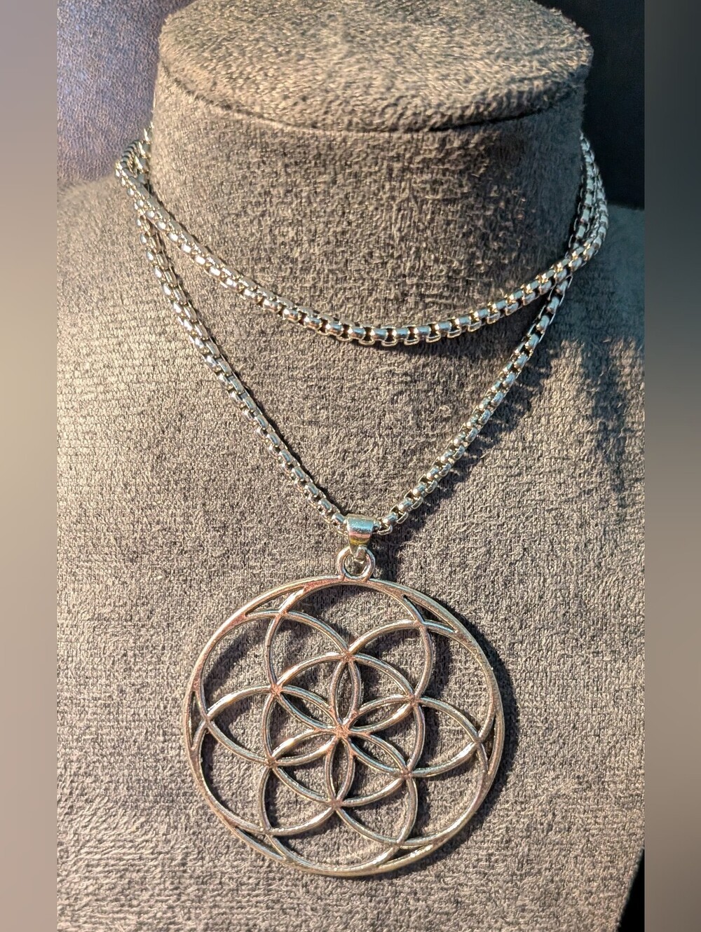 Silver Flower of Life Pendant Necklace - Women Jewelry